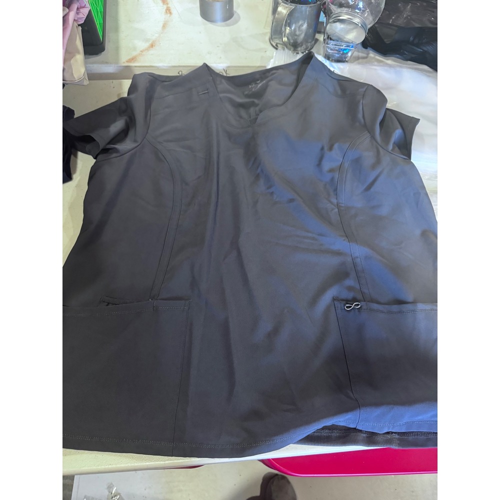 Cherokee Infinity Womens Scrub Top V-Neck Charcoal Grey 3XL NWT CK623A